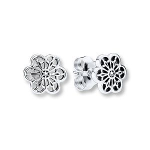 Pandora Open Work Flower Earrings